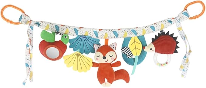 Caterbee Baby Stroller pram Hanging Toys, Colorful Plush Animal Crib Rail Decor (Fox)