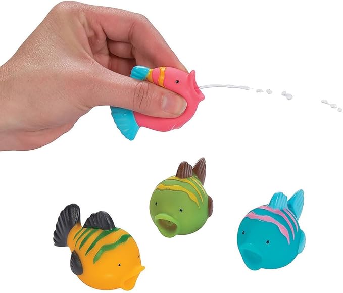 Fun Express Fish Squirt Toys Bulk Set of 12 - Bath Toys for Kids Ages 1-3 & Toddlers 2-4 | Pool Toys & Party Favors for Kids Birthday | Sea Animal Water Toys for Summer Pool Party Games & Prizes
