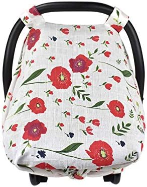 Carseat Canopy, Lightweight Breathable Cotton Muslin Canopy, Baby Car Seat Cover and Stroller Cover, Wind Proof Sun Protection Cover for Baby Girls and Boys(Yellow)