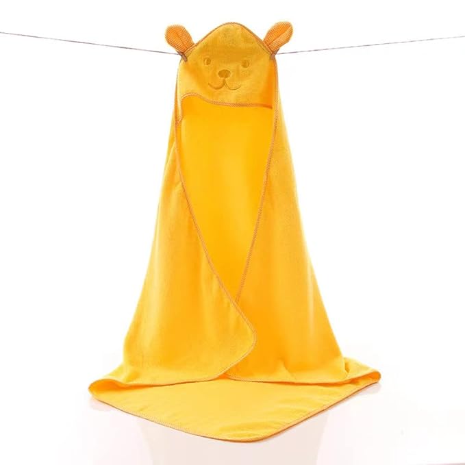Baby Hooded Toddler Towel with Bear Ear- Soft and Thick 100% Cotton Bath Set for Kids Girls Boys Infant ad Toddler, Good Choice (Yellow)