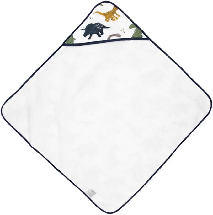 Little Unicorn Premium Infant Hooded Bath Towel| Soft & Absorbent Cotton & Terry Fabric for Newborns (Dino Friends)