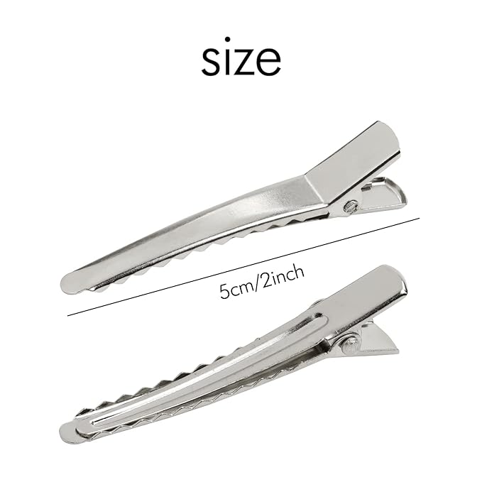 Cinaci 50 Pack 5cm/2" Small Solid Silver DIY Plain Metal Duckbill Alligator Hair Clips Barrettes Hairgrips for Women Baby Girls Toddlers Kids Hair Accessories
