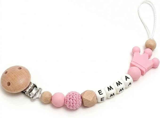 Personalized Wooden Baby Hair Brush and Comb Bristles,Personalized Pacifier Clip with Name Newborn Baby Gift Set