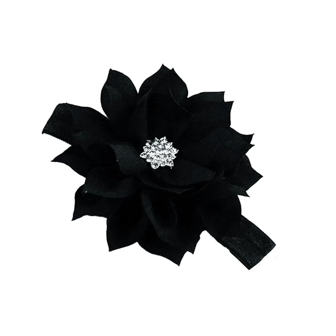 Red Black Girl Baby Flower Headbands Rhinestone Flower Princess.(FD83-Red +Black)
