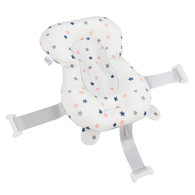 Baby Tub Seat Cushion, Infant Bath Supporter Foldable Soft Fixation for Taking a Shower for Toddler (White Stars)