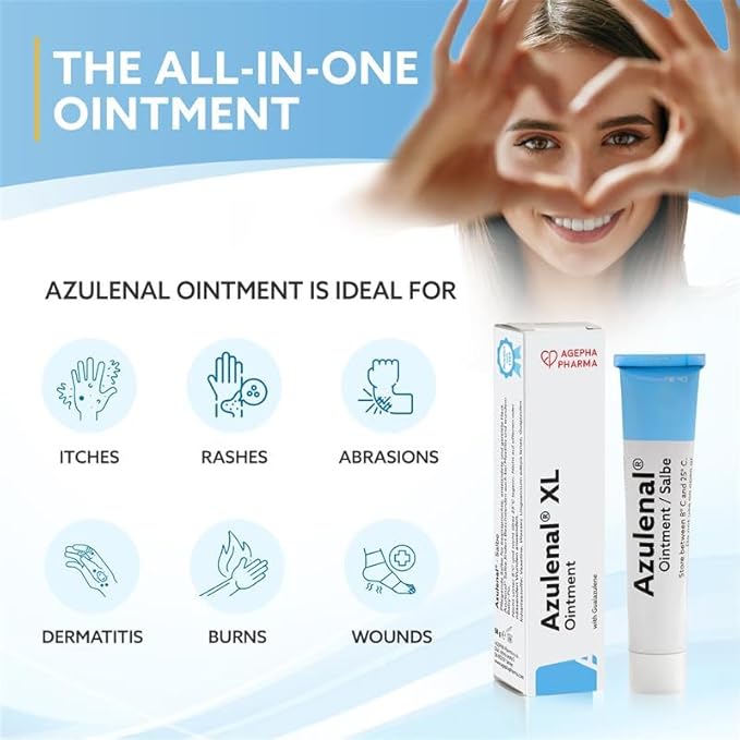Azulenal Ointment with Guaiazulene | Ointment for Diaper Rashes Itches Cuts & Sore Nipples | Suitable for Use for Babies and Nursing Mothers | Made in Europe (1 x 50 g)
