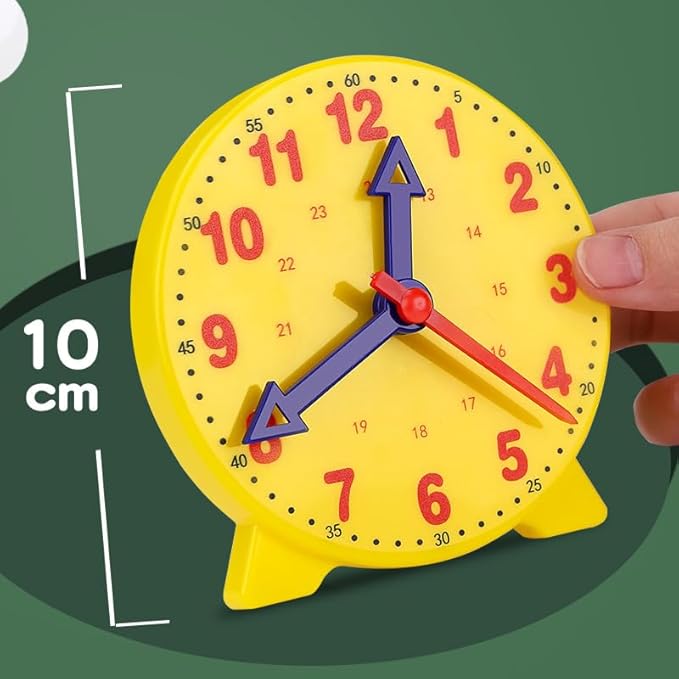 4 inch Teaching Clock, Learning Tell Time Analog Clock Demonstration 12 Hour 2 Pointers for Classroom Teacher