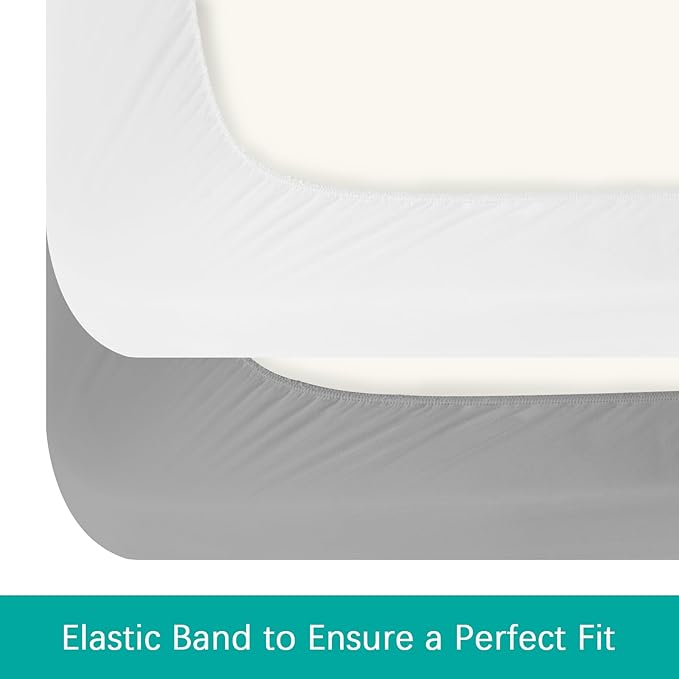 Crib Sheets Waterproof 2 Pack, Crib Mattress Protector, Toddler Fitted Crib Sheet Neutral, Ultra Soft & Breathable Toddler Bed Sheets for Boys and Girls, Grey & White