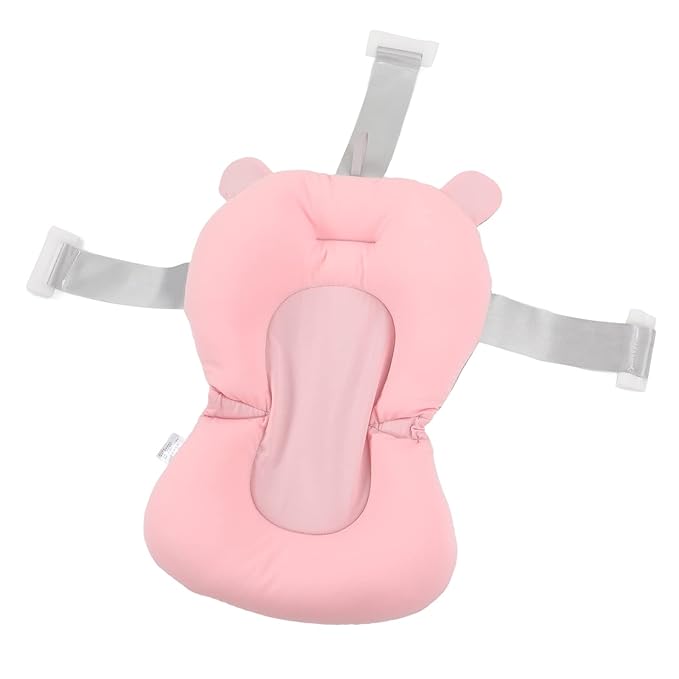 Baby Bath Seat Cushion, Floating Bath Support Mat Foldable Adjustable Infant Bath Supporter Newborn Bathtub Seat Cushion Nonslip Baby Bathtub Mat Baby Tub Pillow for 0‑12 Months
