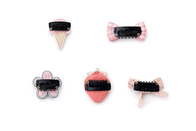 Baby Girl Hair Clips Non Slip for Thin to Thick Hair - No Damage Soft Barrettes for Newborn Infant Toddler - Cute Cartoon Hair Accessories Set (Ice-cream)