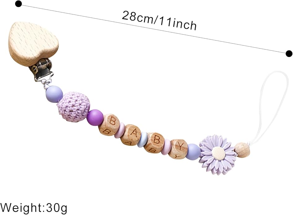 Pacifier Clips Baby Gift,Personalized Pacifier Clip With Name,Custom Silicone For Baby Lovely Daisy Color Diversity