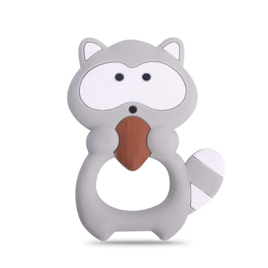 Baby Silicone Teether,Sensory Chew Toys,BPA Free Soft and Effective Infant Teething Pain Relief Toys,Freezer Safe,Food Grade Silicone,Best Shower Gift for Boys and Girls (Raccoon)