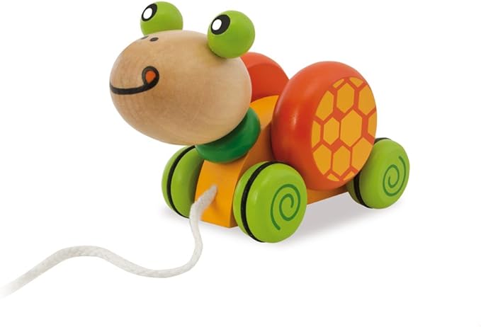 Eichhorn 100002414 Pull-Along Animal, 2 Assorted Designs Snail/Turtle 15 cm for Drawing