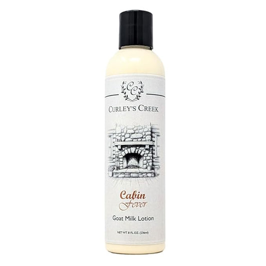 Curley's Creek Goat Milk Lotion | Handmade Natural Skincare | 4 ounce & 8 ounce 8 ounce, Cabin Fever (Sandalwood)