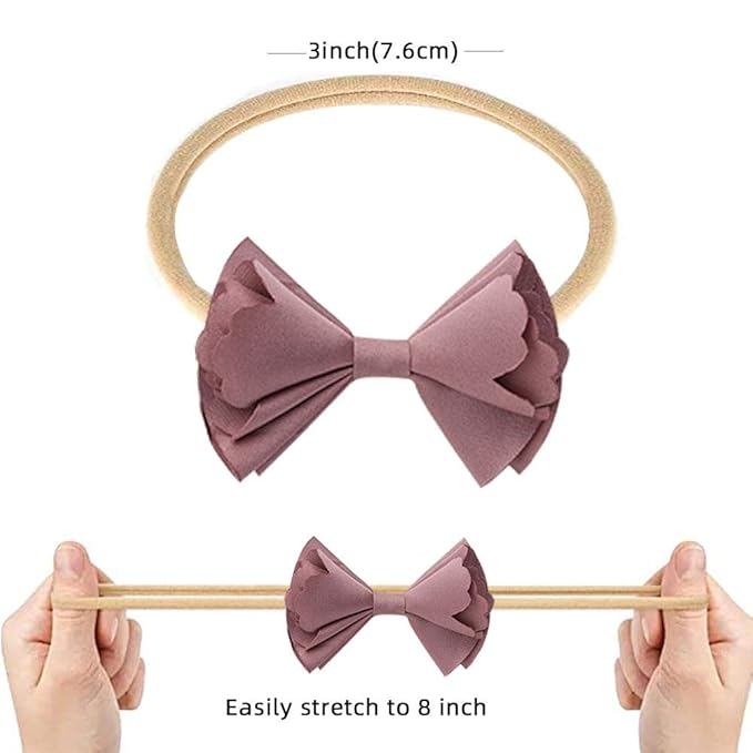 Baby Girls Nylon Elastic Headband Soft Flower Hair Band For Toddler Infant Newborn Set Of 10