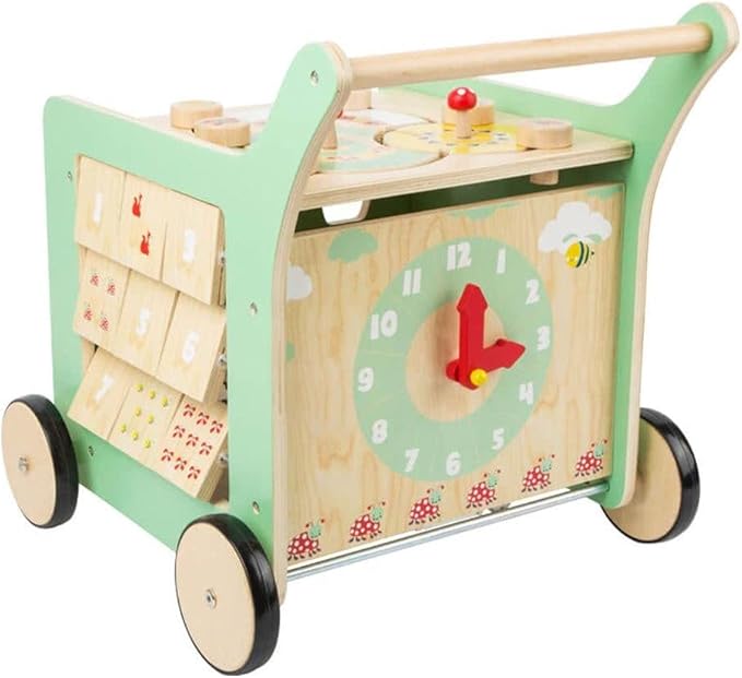 Small Foot Wooden Toys Premium Pastel Wooden Baby Walker and playcenter Move it! Designed for Toddlers 12+ Months, Multi (10947)