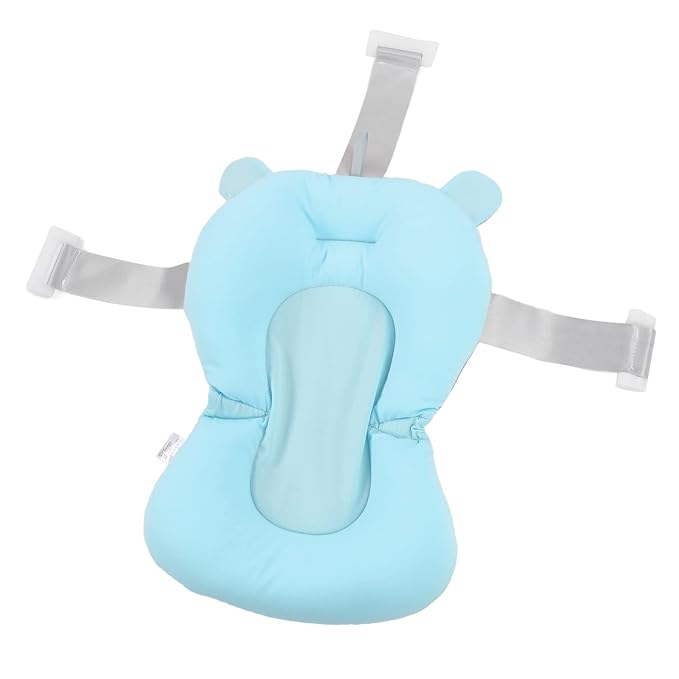 Baby Bath Seat Cushion Floating Safe Foldable Adjustable Infant Bath Supporter for Newborn Blue Bear, Supports Baby Body, Safety to Use, Easy to Clean, Odorless Material, Optimal (Blue Bear)