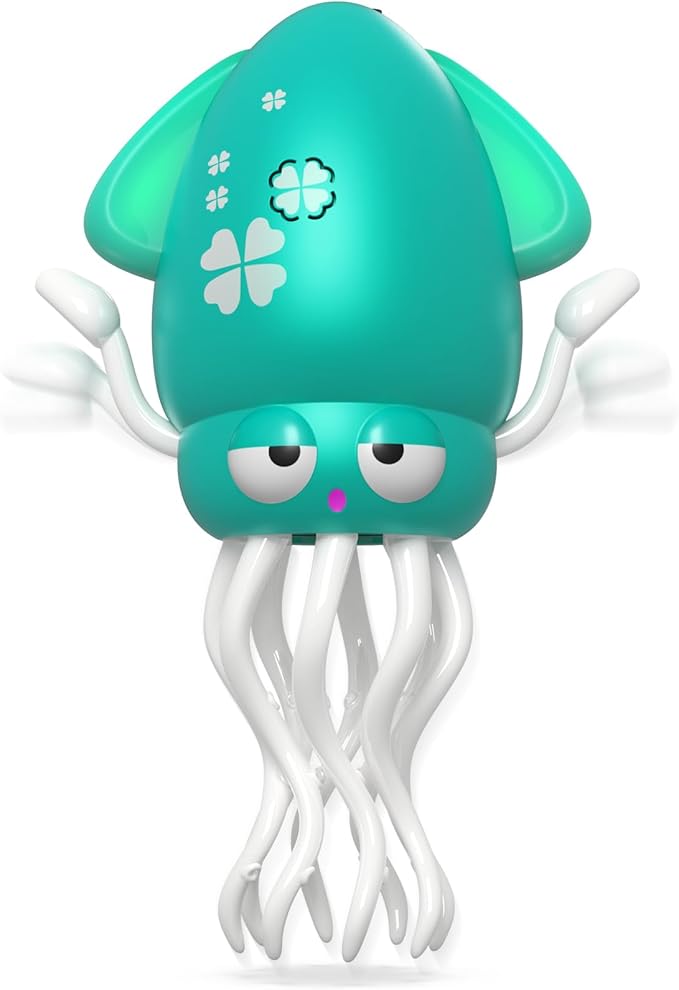 Dancing Squid Baby Toy, Crawling Octopus Squid Tummy Time Toy, Rechargeable Magic Dancing Music & LED Octopus for 3 4 5 6 Year Old Kids Boy Girl Birthday Gifts, Funny Squid for Floor Games (Green)