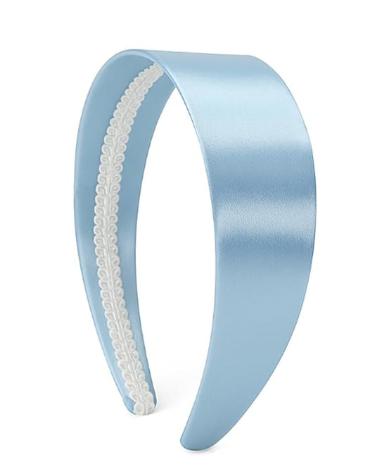 Baby Blue Satin Headband for Costume & Cosplay, 1.5 Inch Wide Non-Slip Solid Hair Band for Women and Girls, Holiday Party & DIY Hair Accessory (Baby blue)