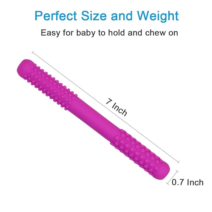 Hollow Teething Tubes Toys for Babies Girls Boys, 6 Pack Silicone Baby Teether Toy Tube for Infants with Nursing Biting Chewing, Chew Straws for Toddlers 6-12 Months (Style A)