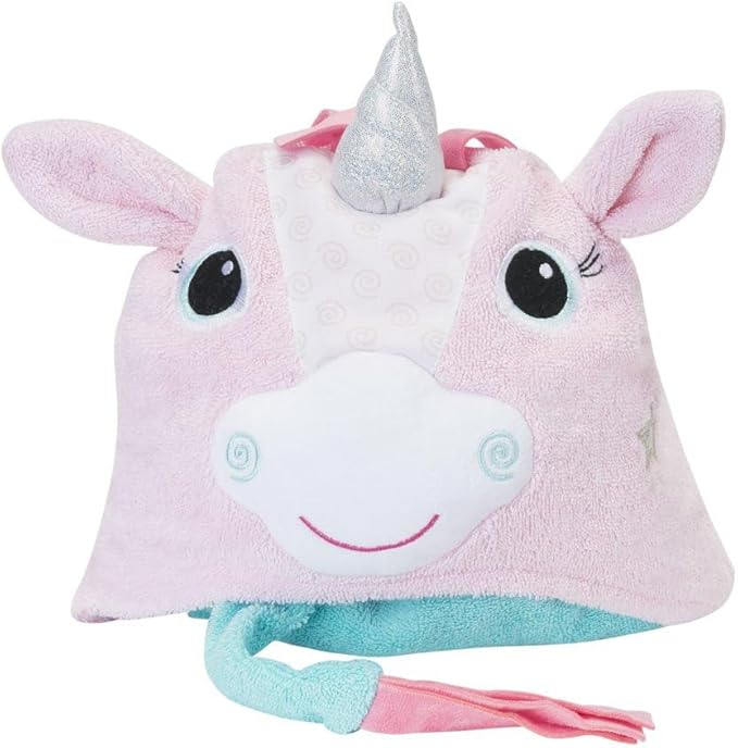 ZOOCCHINI Hooded Bath Towel for Kids 100% Cotton Terry, Plush & Absorbent for Bathtime or Pool, 50" x 22" 2-6 Years, Allie the Alicorn