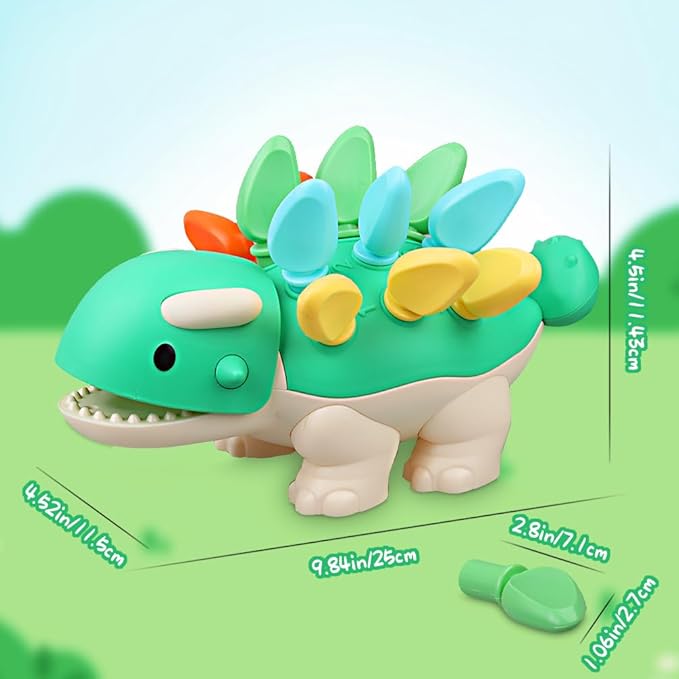 Toddler Montessori Toys Baby Sensory Learning Fine Motor Skills Toy for 6 9 12 Months One Year Old Boy Girl Birthday Gift Ages 1 2 3 4 Kid Dinosaur Educational Toys Sorting Stacking Color Recognition