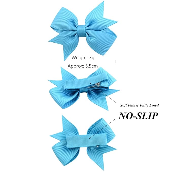 40PCS 2 Inch Baby Hair Bows Clips for Girls Grosgrain Ribbon Fully Lined Infant Hair Clips Accessories for Baby Girls Newborns Toddler in Pairs