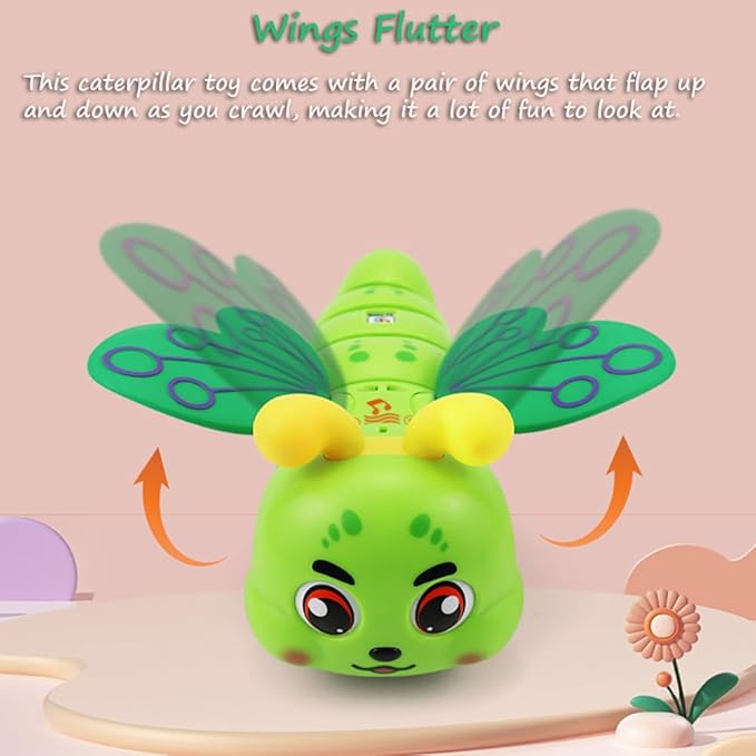 Miracland Stunt Spinning Caterpillar Toy - Electric 360 Rotating Musical Creeping Crawling Toy with Lights