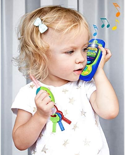 Click N' Play Pretend Play Cell Phone TV Remote & Car Key Accessory Playset for Kids with Lights Music & Sounds (Set of 3)