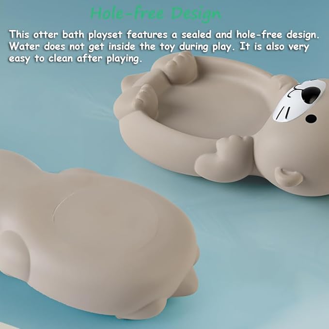 Miracland Otter Bath Toy Set - Mother and 3 Baby Otters, Lovely Family Tub Toy, Parent-Child Floating Water Toy, Soft Squeeze Bathtub Toy for Babies
