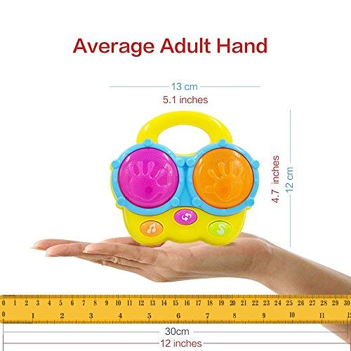 WEofferwhatYOUwant Baby Bongo Drums – Realistic Bongo Sounds for Babies 6+ Months with Lights, Cat & Dog Effects, 3 Play Modes, BPA-Free, Batteries Included, Travel-Ready Educational Gift for Toddlers