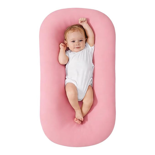 Baby Lounger for Newborn, Portable Infant Support Cushion Lounger for Newborn Supervised Use, Baby Essentials Gift (Pink)