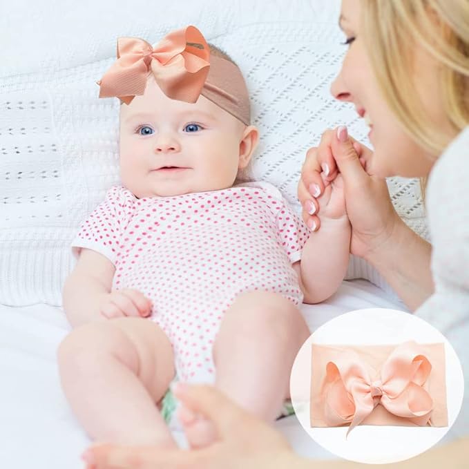 Yxiang 20PCS Baby Girl Bows Headbands, 4" Infant Bows Headbands Super Elastics Nylon Hairbands Cute Handmade Ribbon Bows for Babies Newborn Toddler (20 Colors)