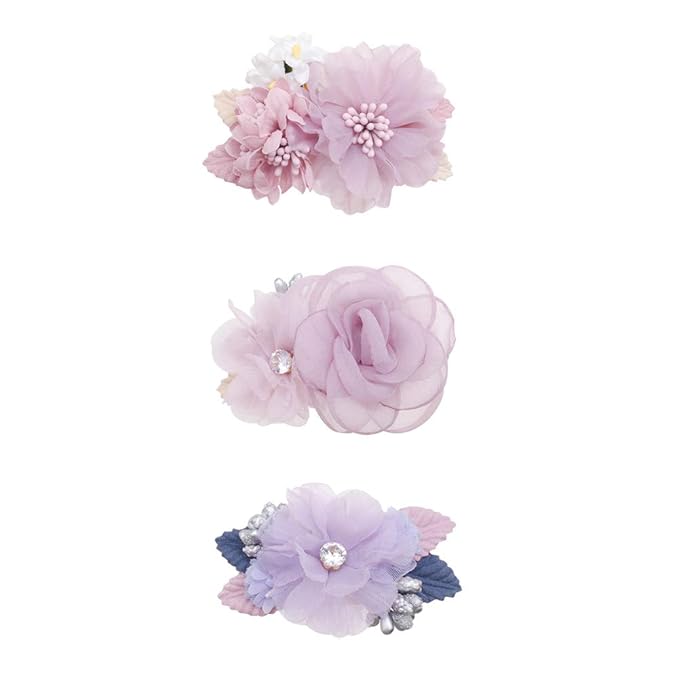 Flower Hair Clips Set-Cherrboll 3pcs Floral Hair Bow Accessories for Baby Girl Toddles Teen Gifts