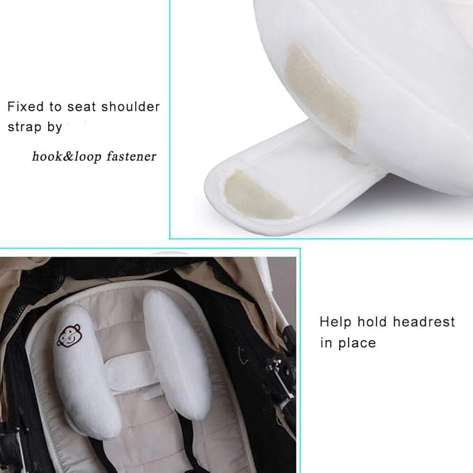 Inchant Adjustable Baby Soft Head Neck Support - Children Travel Car Seat Safety Pillow Cushion, Banana Pillow Stroller Head Support for Toddlers Infants Child - White