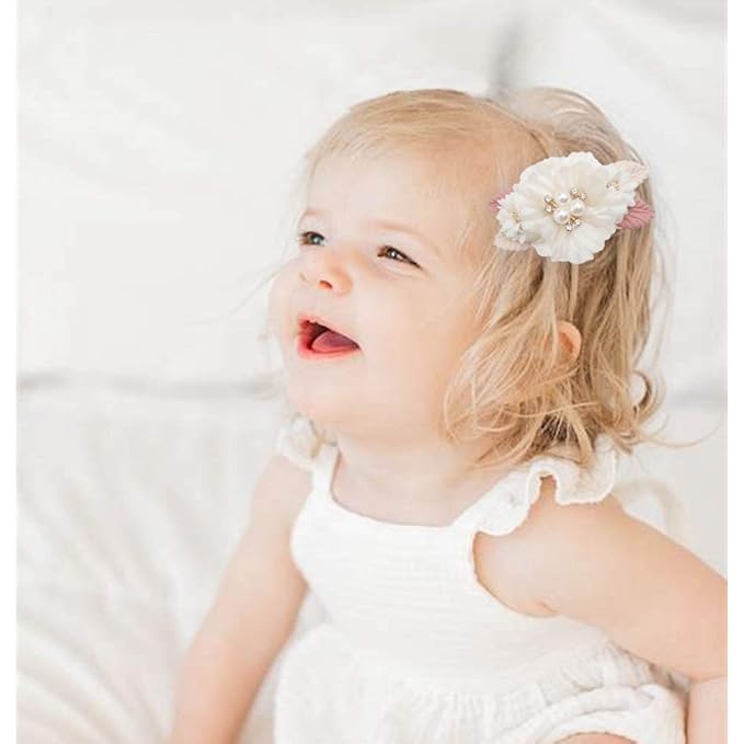 Flower Hair Clips Set-Cherrboll 3pcs Floral Hair Bow Accessories for Baby Girl Toddles Teen Gifts