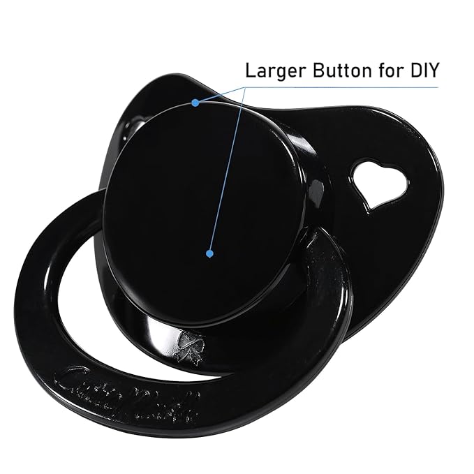 CutiePlusU Adult Sized Pacifier Dummy for Adult Babies-Big Shield 3 Pack-Black