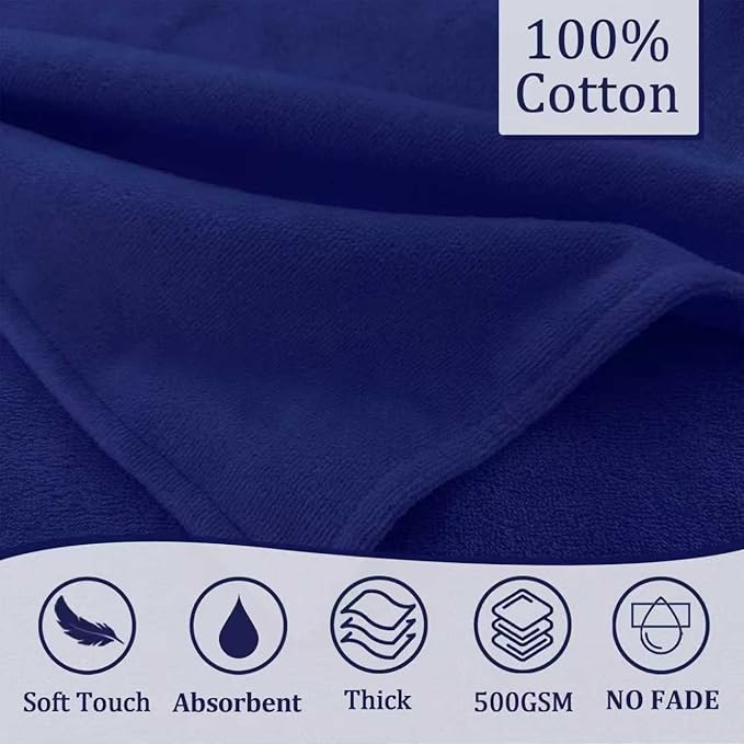 VOOVA & MOVAS Navy Baby Bath Towel with Cute Elephant Ears Hood – Super Absorbent, 100% Cotton, 420GSM – 33" x 31.5", Pink – Thick Towel for 0–18 Months – Newborn, Toddler, Infant, Baby Essentials
