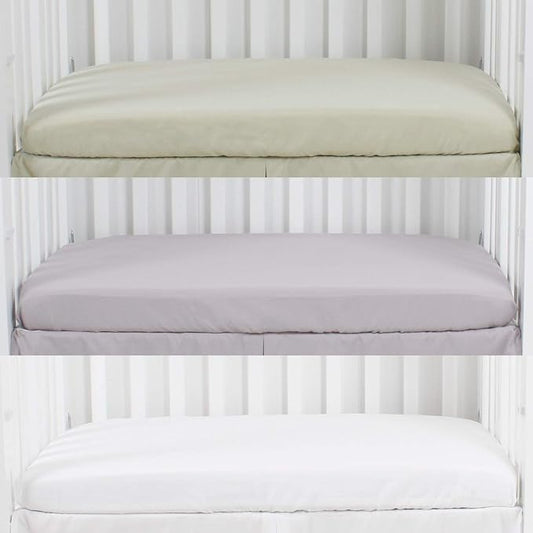 CaSaJa Microfiber 3 Pack Mini Portable Crib Sheets, Pack N Play Sheets with Comfy Napping Surface for Baby, Silky Soft Playard Playpen Sheets Set, Fits 24" x 38", Green + Light Grey + White