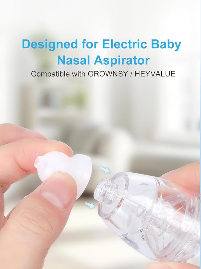 Nasal Aspirator Replacement Parts Compatible with GROWNSY, X-Bosak, Watolt Nose Sucker for Baby & Toddlers, Suction Chamber and 6pcs Silicone Tips Replacement Kit