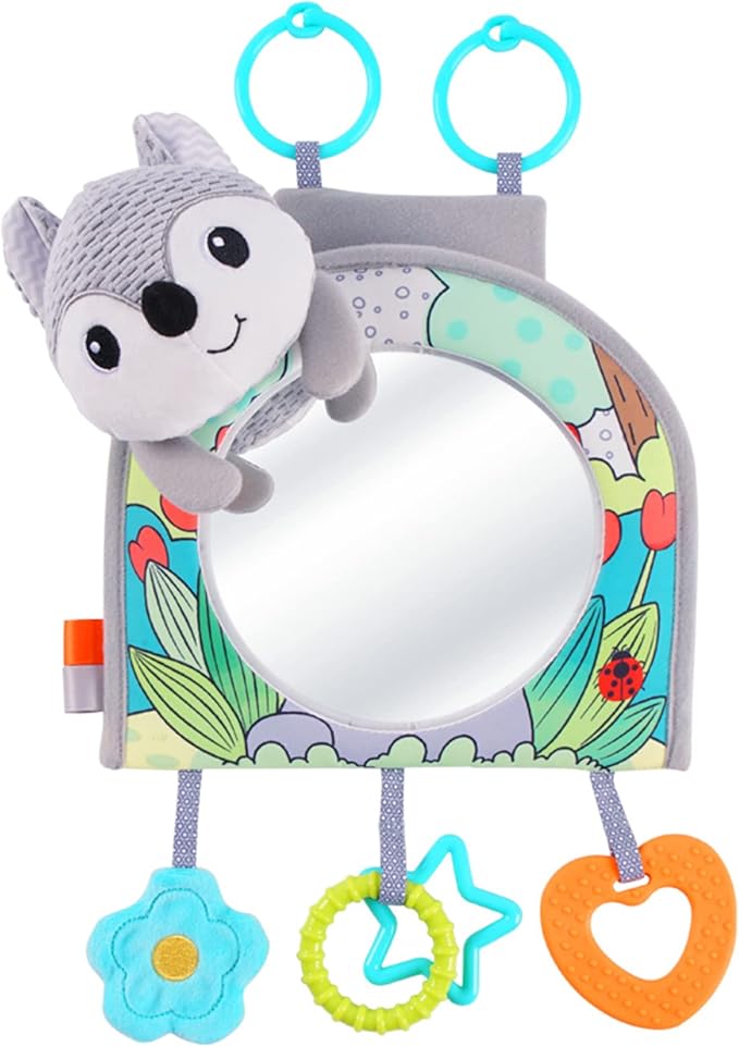 Koty Infant Car Seat Toy - Kick and Play Activity Center with Mirror, Teether and Crinkle Paper, Fun Travel Baby Toy for Rear Car Seat, Easier Drive with Newborns, Babies