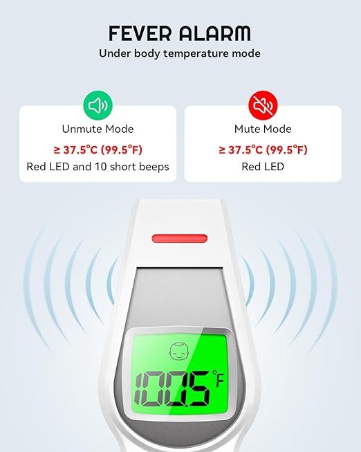 MugeTree No-Touch Forehead Thermometer for Adults and Kids Digital Baby Thermometer 2 in 1 Forehead & Object Thermometer Fever Alarm & Silent Mode Baby Essentials Non Contact
