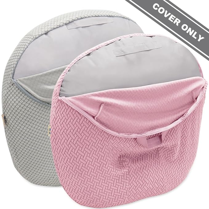 Strechy Newborn Lounger Cover, Removable and Ultra Soft Sung Fitted Baby Lounger Slipcover by BlueSnail (2 Pack, Pink+Light Gray)