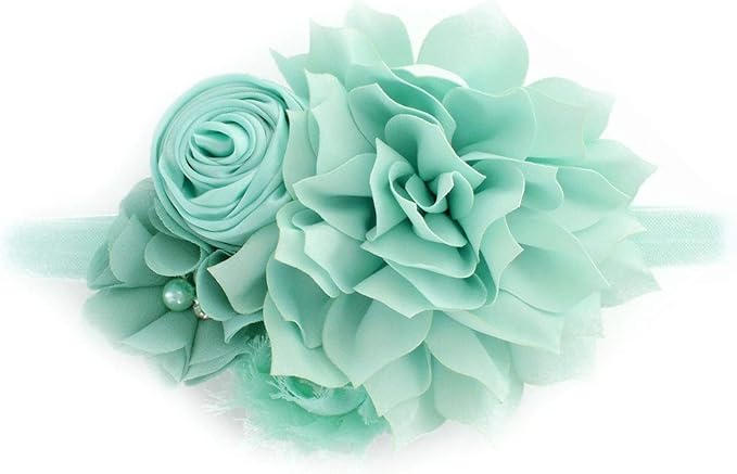 My Lello Shabby Fabric Flower Cluster Headbands Baby - Girls - Toddler Stretchy Elastic