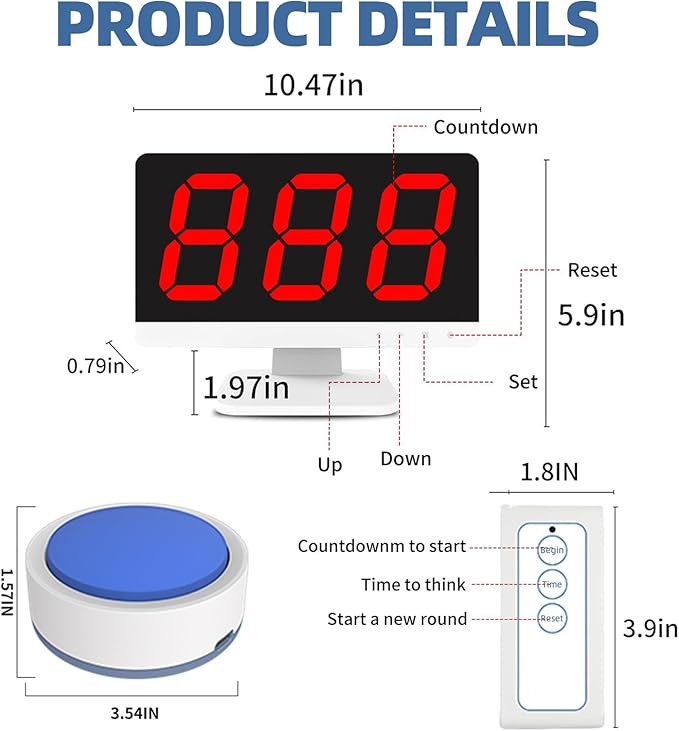 SavvyMate Game Buzzer System with Display, 8 Player Quiz Buzzers, Voice Prompt Trivia Buzzer System for Classroom, Family Parties & Group Game Activities