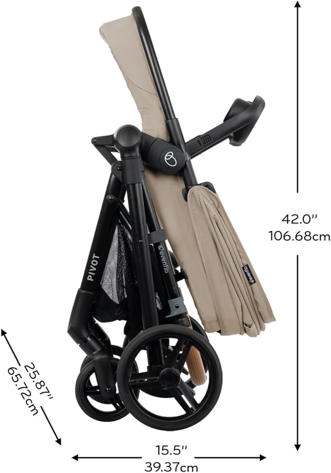 Evenflo Pivot NXT Travel System with LiteMax NXT Infant Car Seat (Latte Tan)