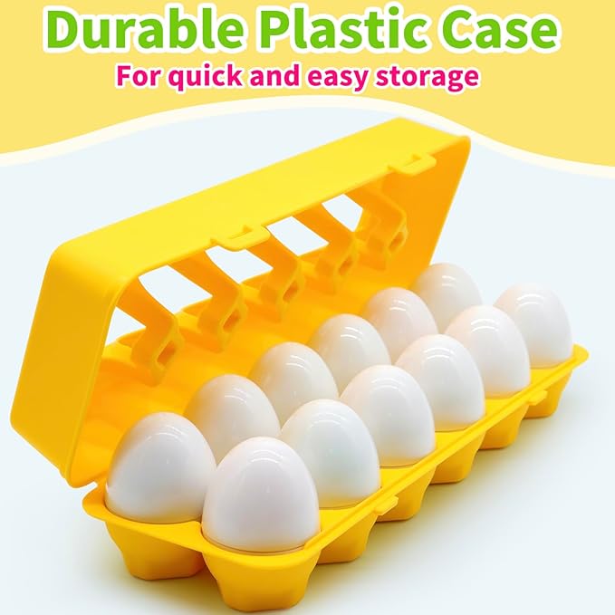 WEEJOYGAM Toddler Montessori Toys for 1 2 3 Year Old Boy Girl Easter Eggs Basket Stuffers Birthday Gift, Sensory Color Sorting Matching Eggs for Toddlers 1-3 Educational Shape Sorter Puzzle Fine Motor