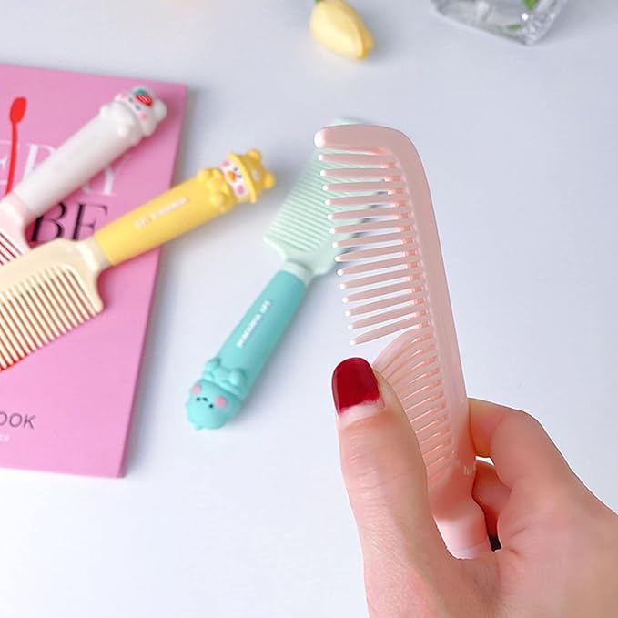 Finest-Teeth Children's Hair Comb & Brush Set for Newborns to Infant Girls with Long Teeth for Cleaning & Massage
