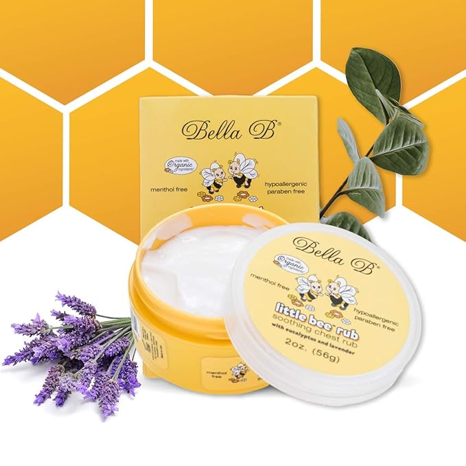 Bella B Bundle Chest Rub 2 oz & Baby Massage Oil 3.3 oz - Baby Chest Rub - Baby Vapor Rub - Baby Oil Organic - Organic Baby Oil - Eucalyptus Chest Rub - Baby Oil Rub - Hypoallergenic Massage Oil, 2 piece set