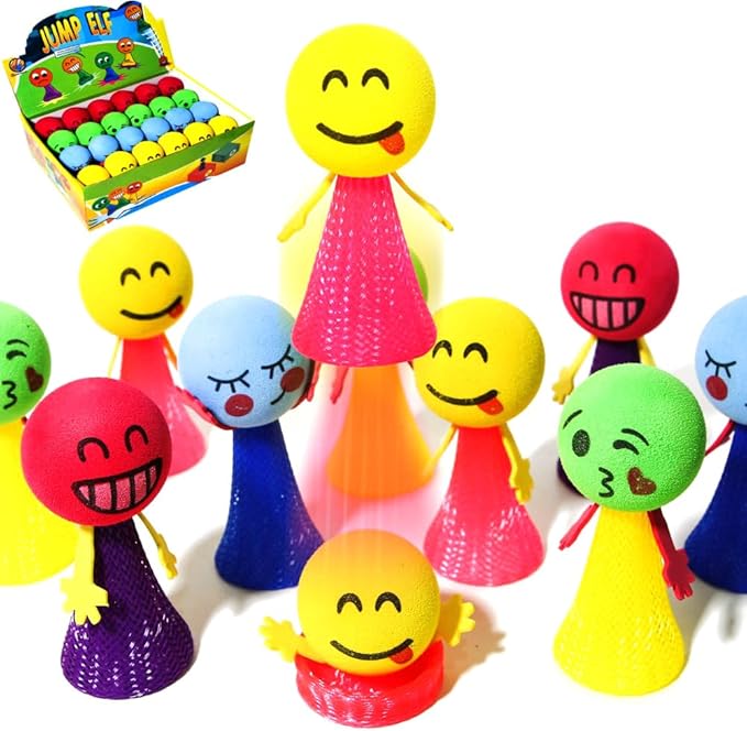 PROLOSO Jumping Popper Colorful Spring Launchers Bouncy Toy Balls 24 Pcs